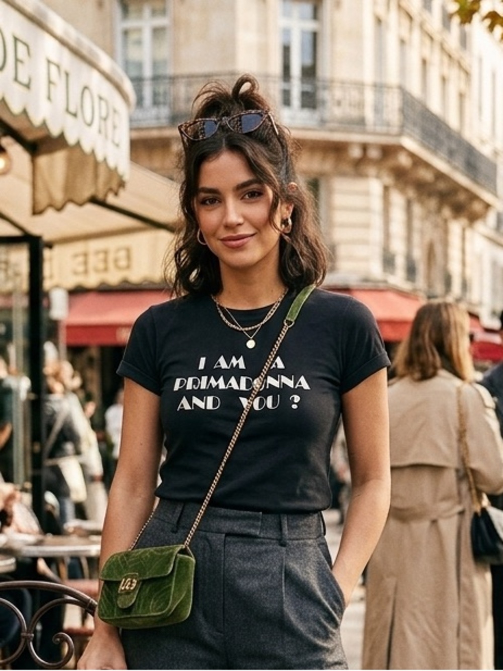 BNWT Olympia Le-Tan Graphic Slogan Short-Sleeve Tee in Black